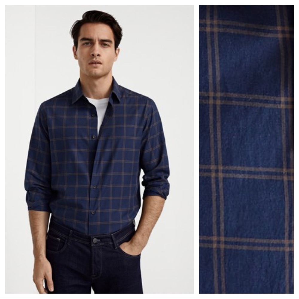 NWT. Massimo Dutti Slim Fit Check Shirt. Size XXL.